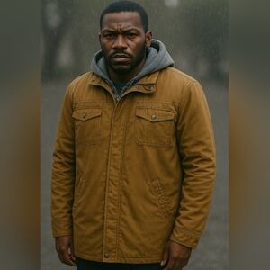 Levi's Tan Military Field Jacket with Hood and Insulated Lining Size XL